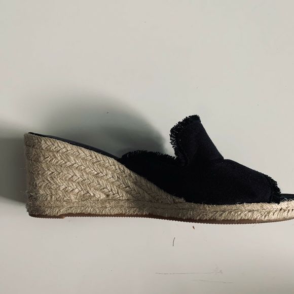 Ralph Lauren Carlynda Black Linen Slip On Wedges - Picture 6 of 7